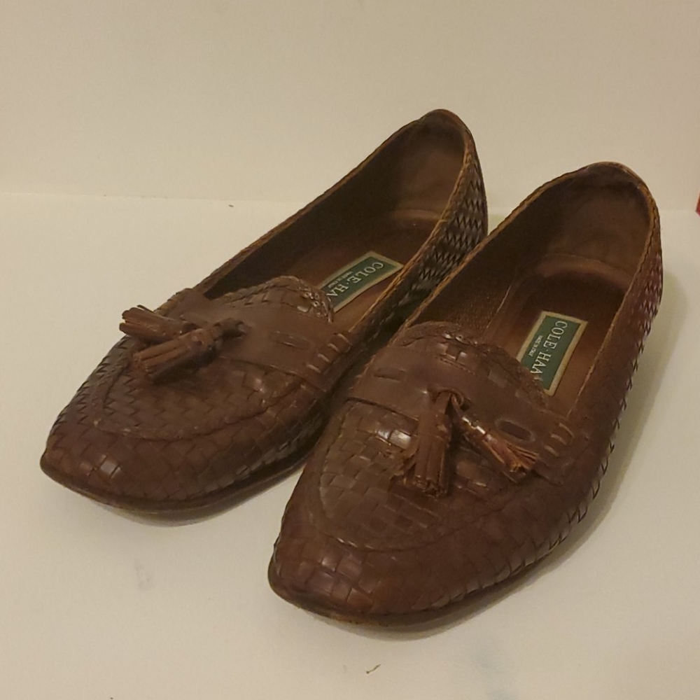 Cole Haan Size 9 B Brown Woven Tassel  Loafers